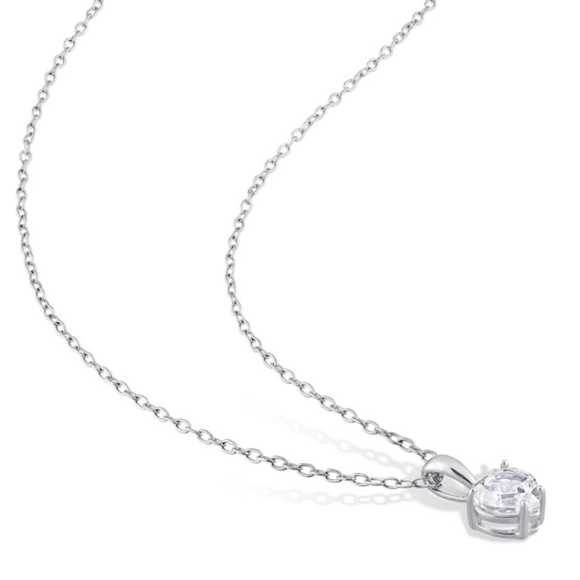 White Topaz Heart Pendant with Chain in Sterling Silver