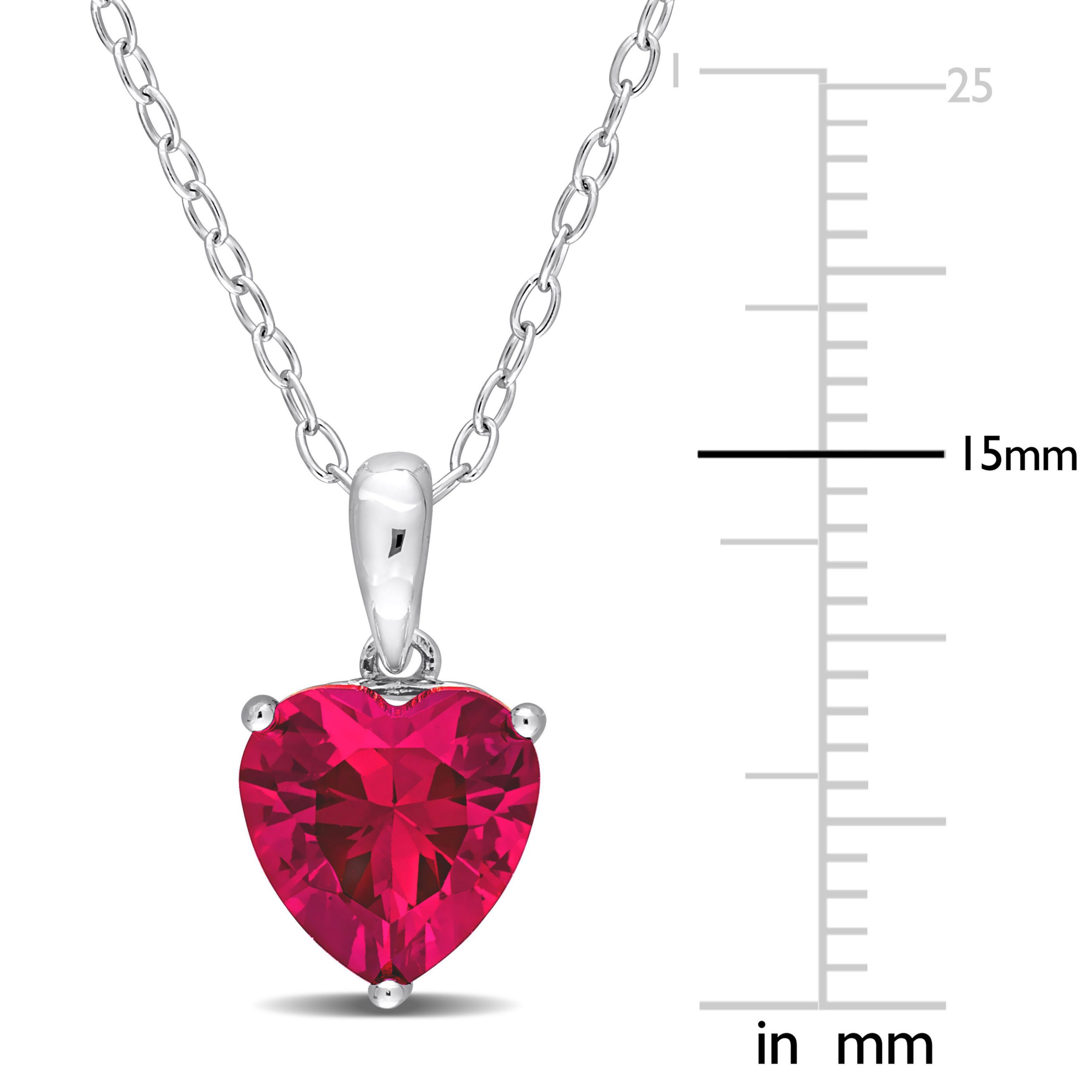 Lab Created Created Ruby Heart Pendant with Chain in Sterling Silver