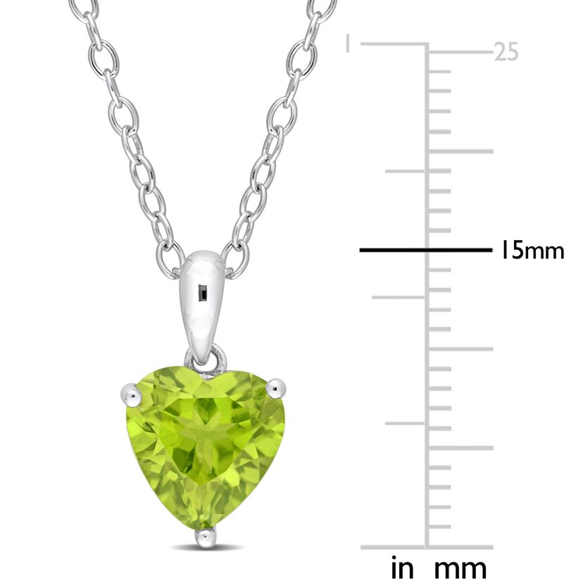 Peridot Heart Pendant with Chain in Sterling Silver