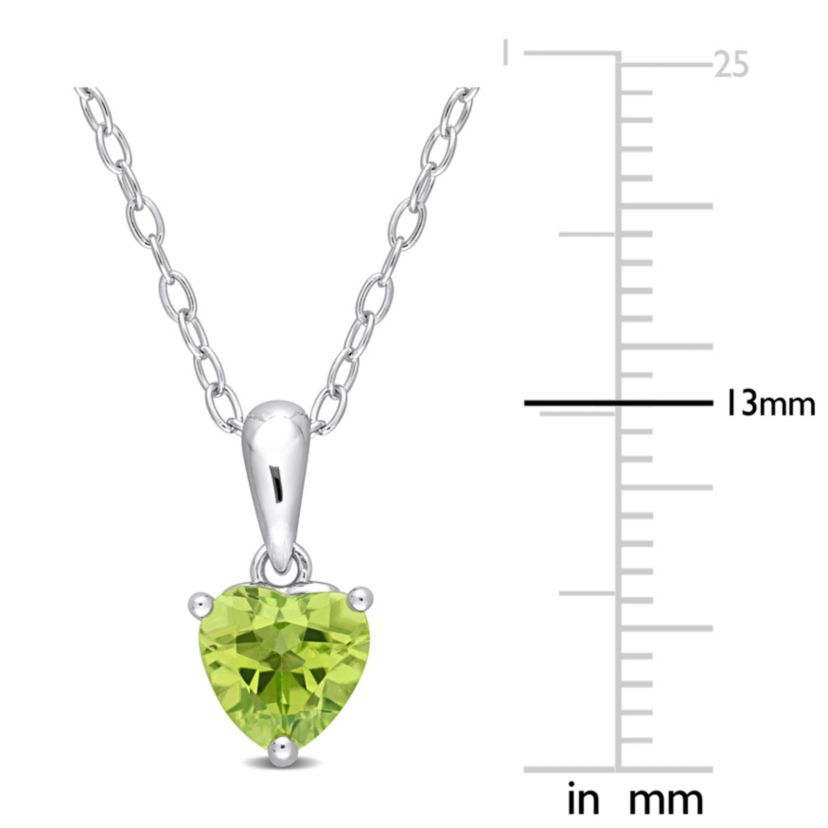 Peridot Heart Pendant with Chain in Sterling Silver