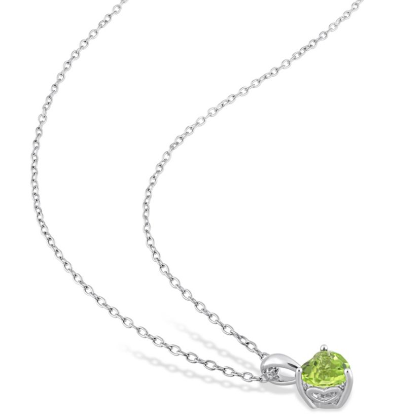 Peridot Heart Pendant with Chain in Sterling Silver