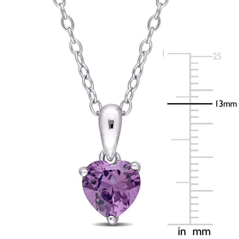 Lab Created Simulated Alexandrite Heart Pendant with Chain in Sterling Silver