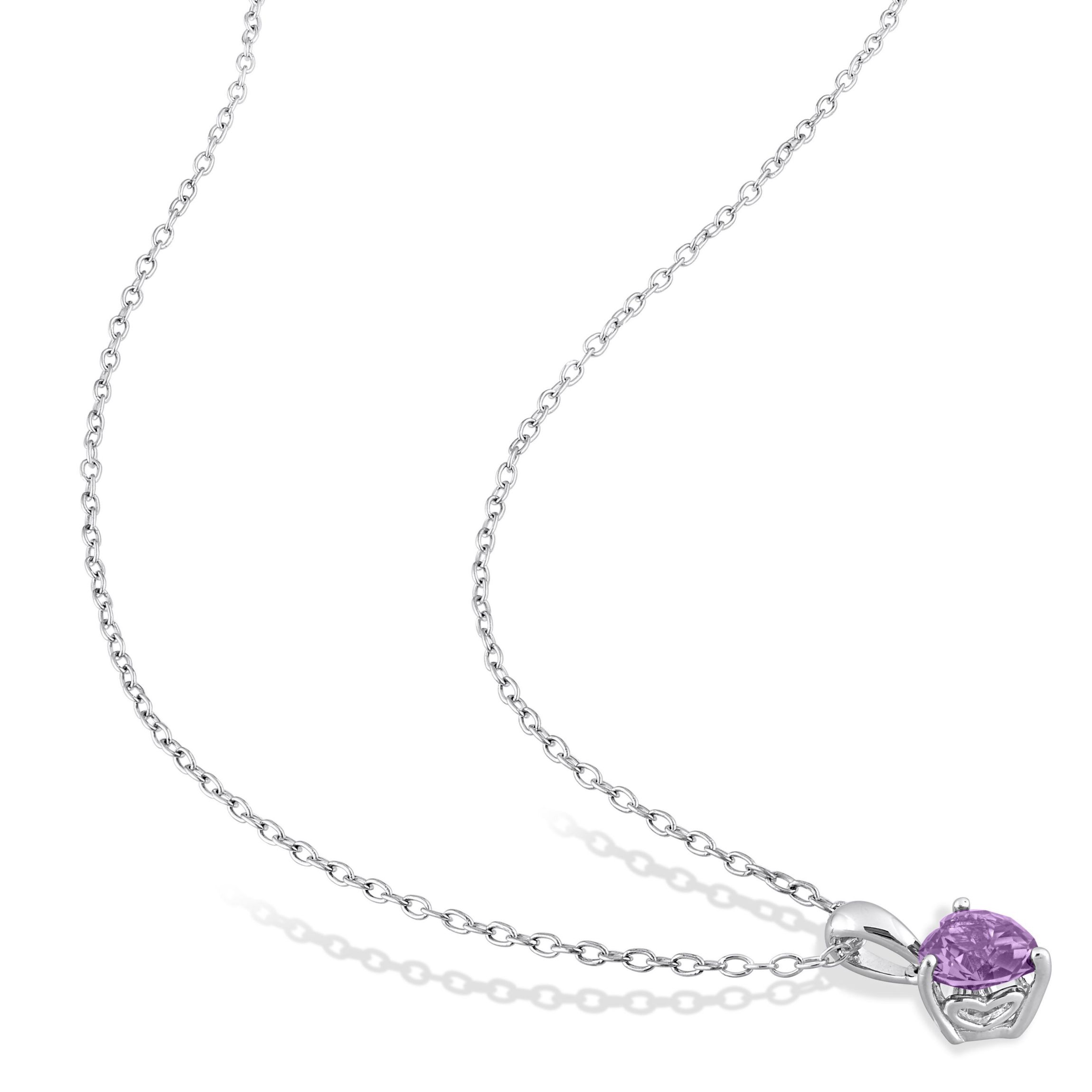 Lab Created Simulated Alexandrite Heart Pendant with Chain in Sterling Silver