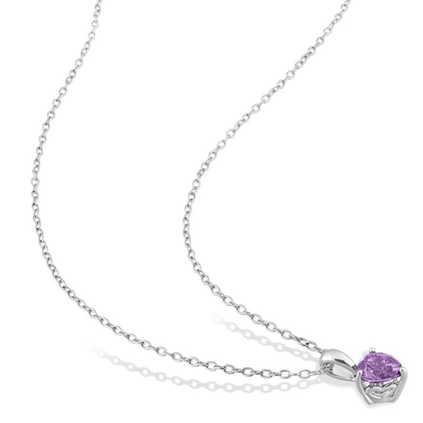 Lab Created Simulated Alexandrite Heart Pendant with Chain in Sterling Silver