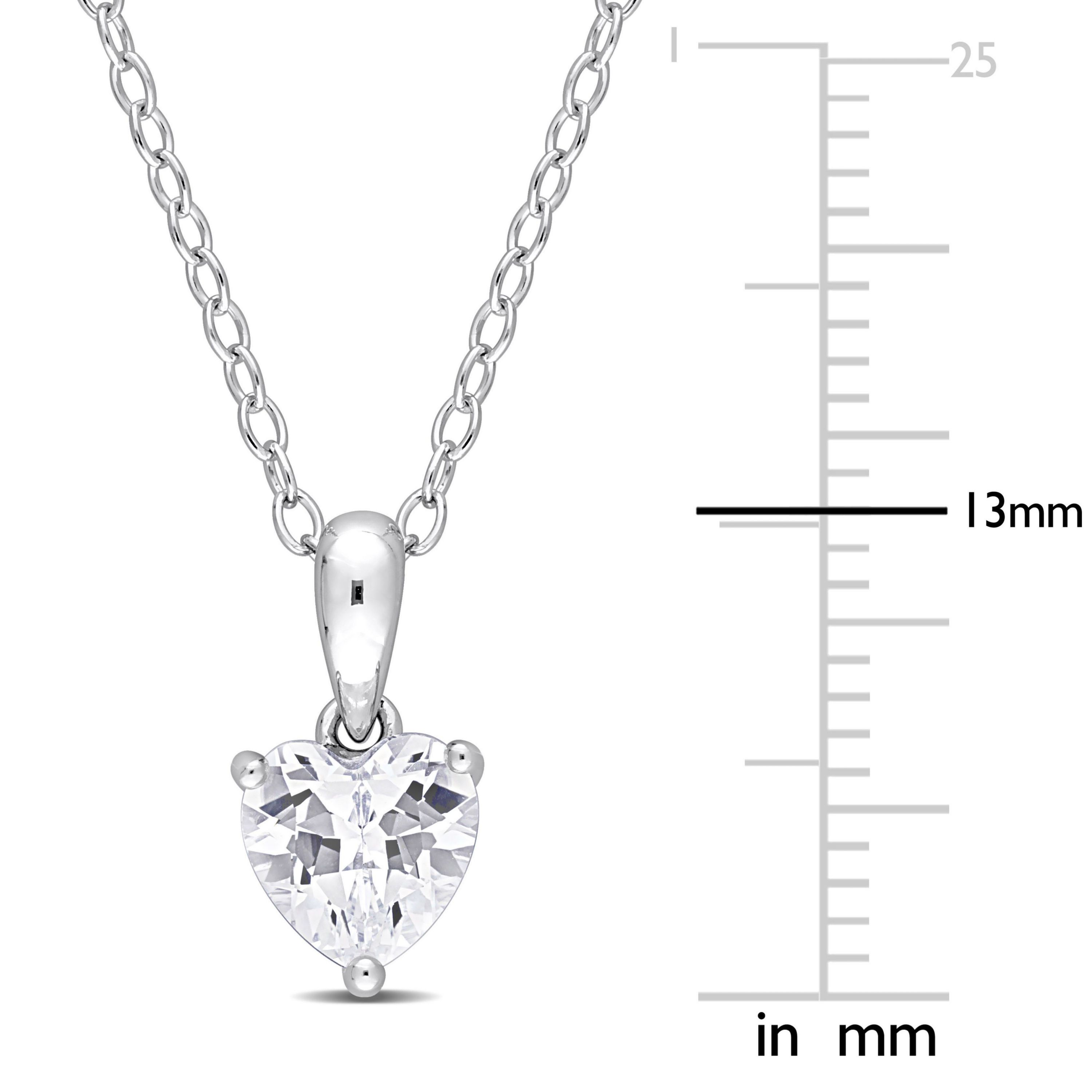 Lab Created Created White Sapphire Heart Pendant with Chain in Sterling Silver