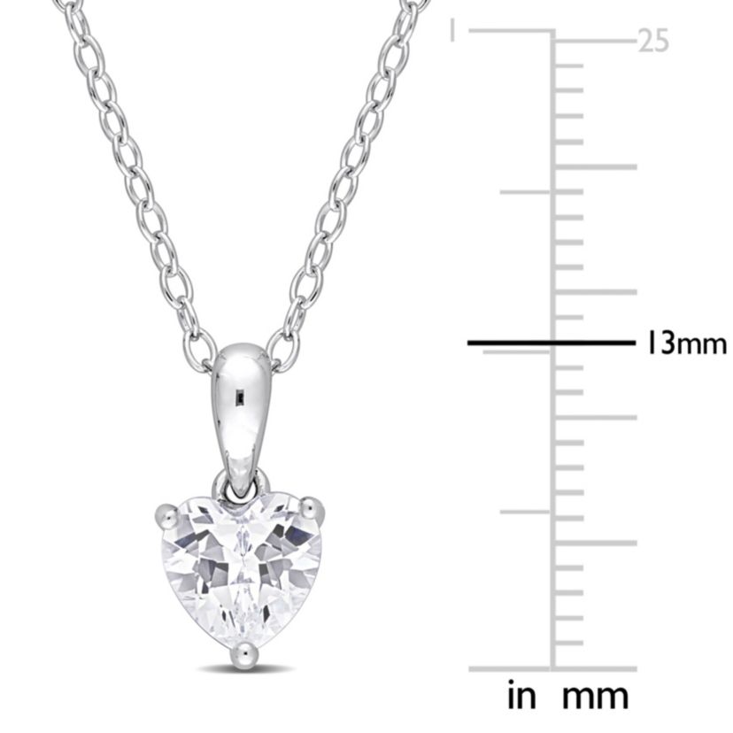 Lab Created Created White Sapphire Heart Pendant with Chain in Sterling Silver