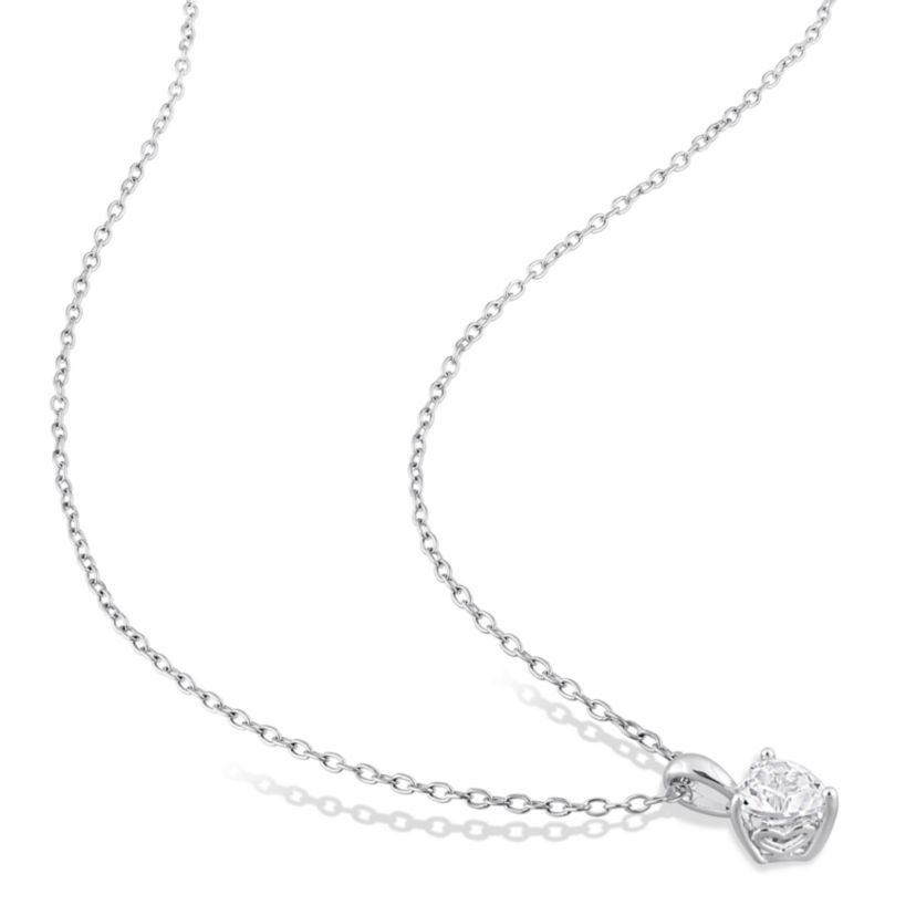Lab Created Created White Sapphire Heart Pendant with Chain in Sterling Silver