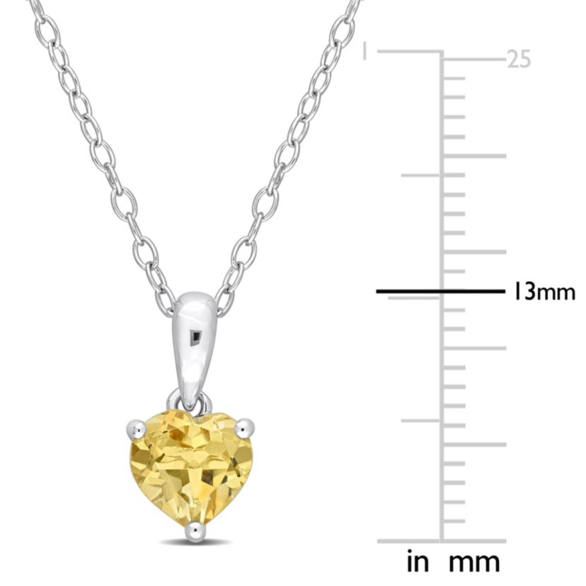 Citrine Heart Pendant with Chain in Sterling Silver