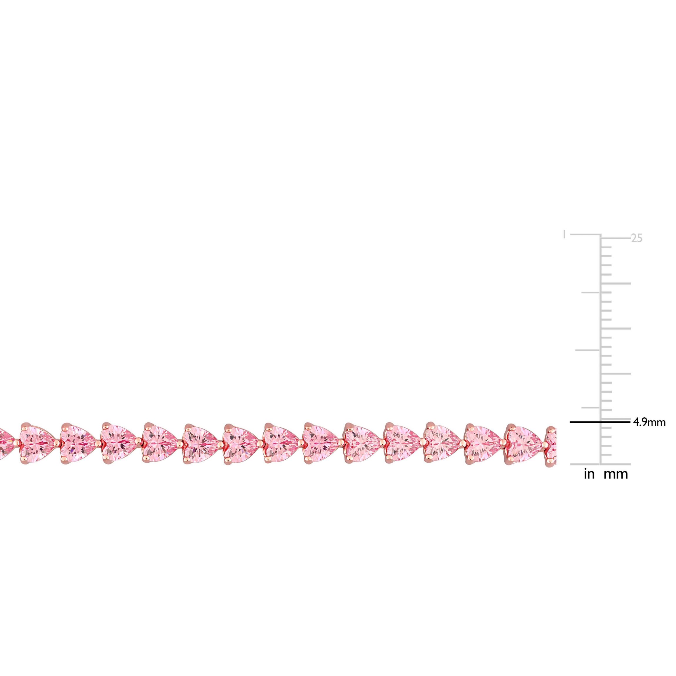 Lab Created Created Pink Sapphire Tennis Bracelet in Rose Plated Sterling Silver