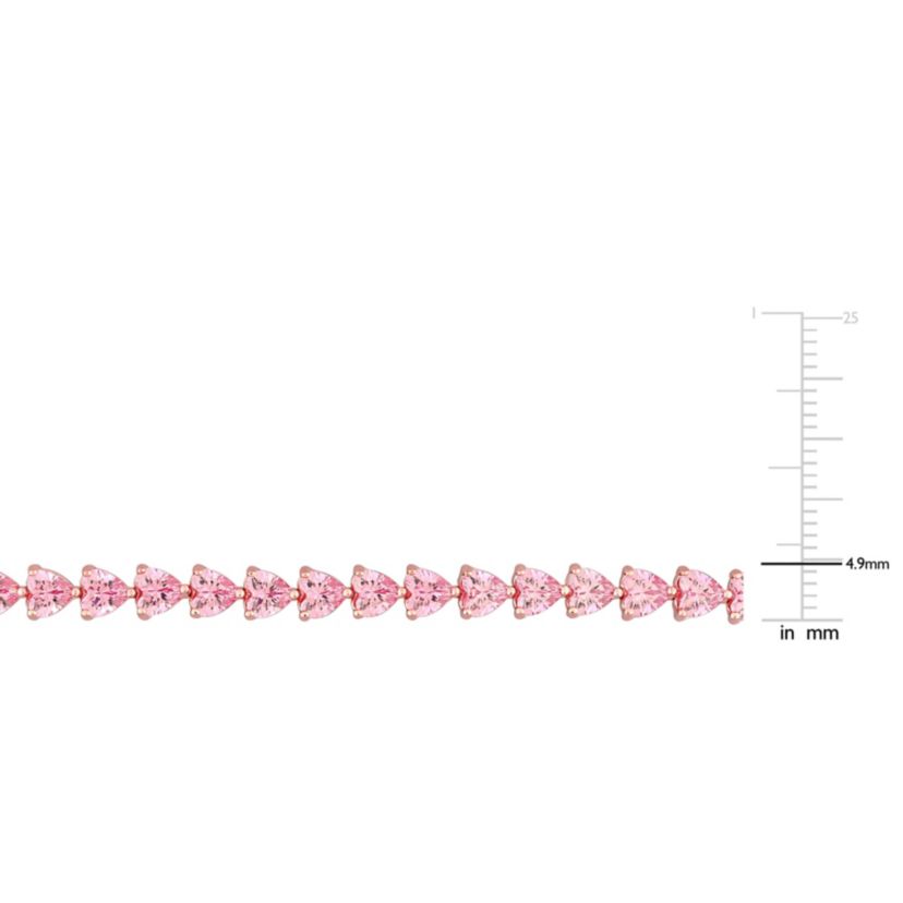 Lab Created Created Pink Sapphire Tennis Bracelet in Rose Plated Sterling Silver