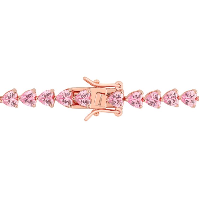 Lab Created Created Pink Sapphire Tennis Bracelet in Rose Plated Sterling Silver