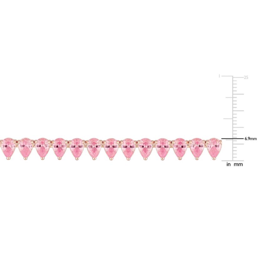 Lab Created Created Pink Sapphire Tennis Necklace in Rose Plated Sterling Silver
