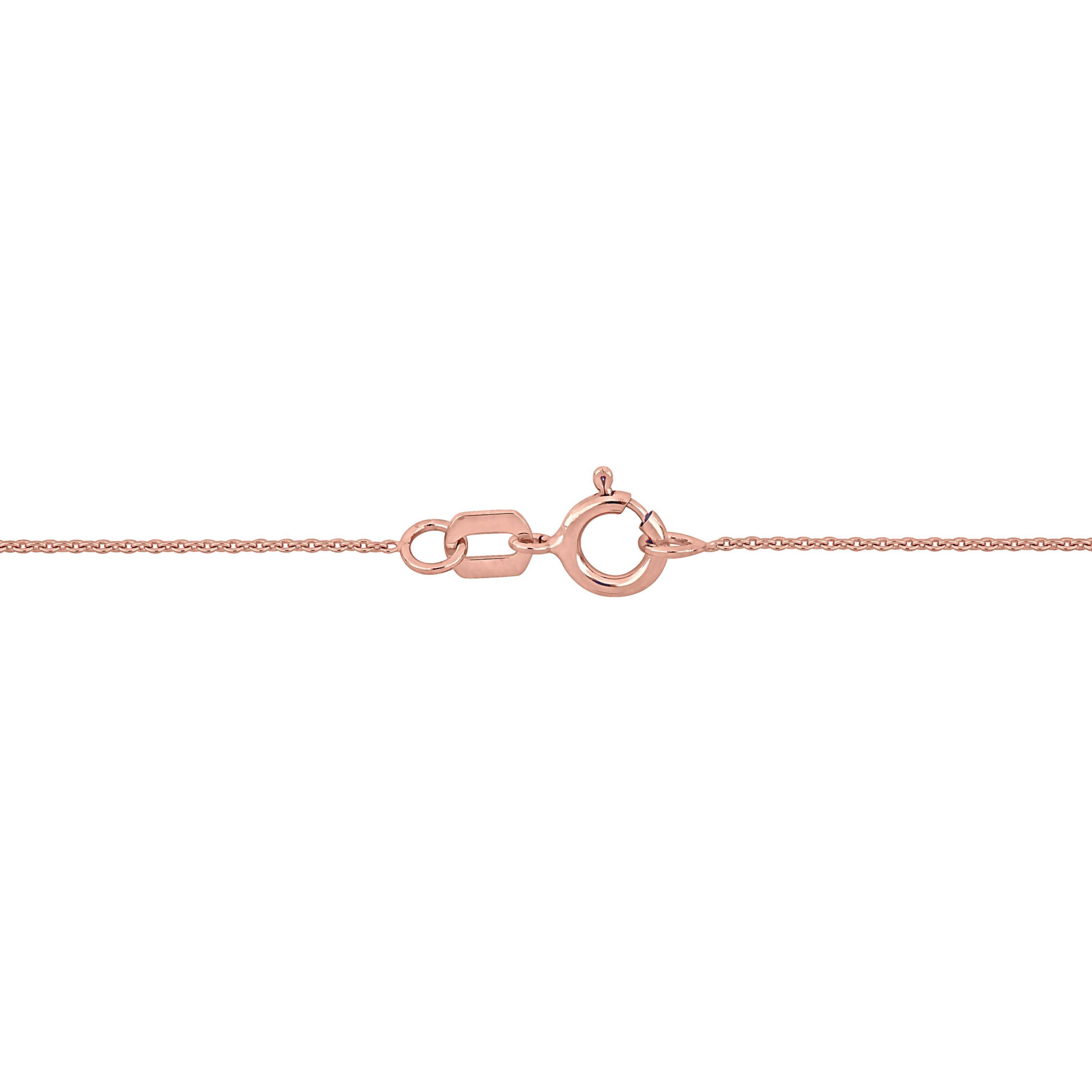 Pink Sapphire Open Heart Pendant with Chain in 10K Rose Gold