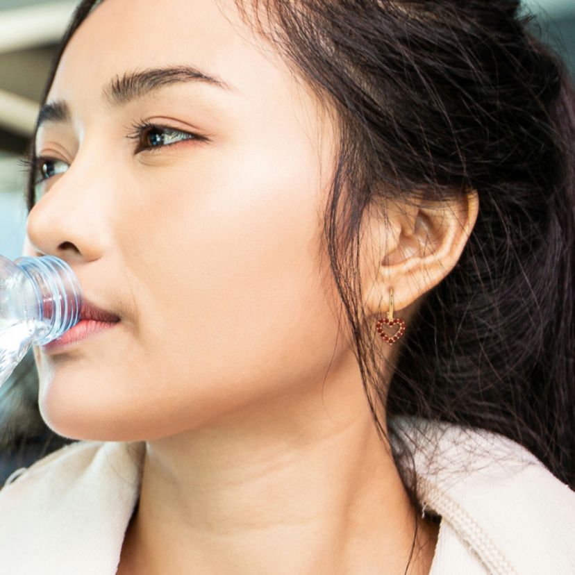 Garnet Open Heart LeverBack Earrings in 10K Yellow Gold