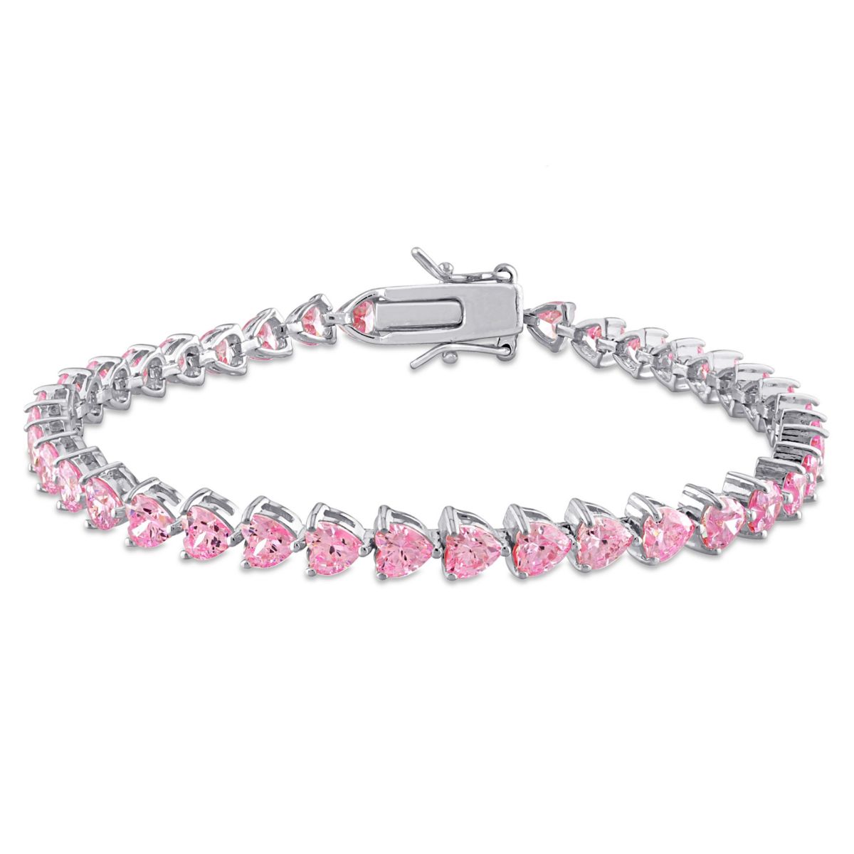 Lab Created Created Pink Sapphire Tennis Bracelet in Sterling Silver