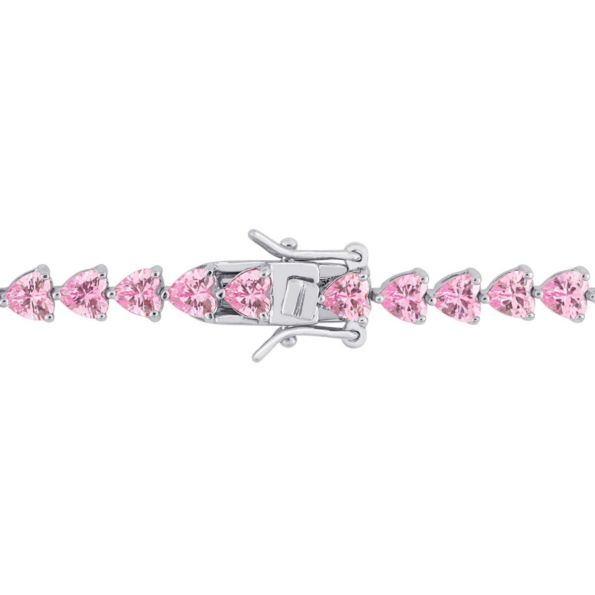 Lab Created Created Pink Sapphire Tennis Bracelet in Sterling Silver