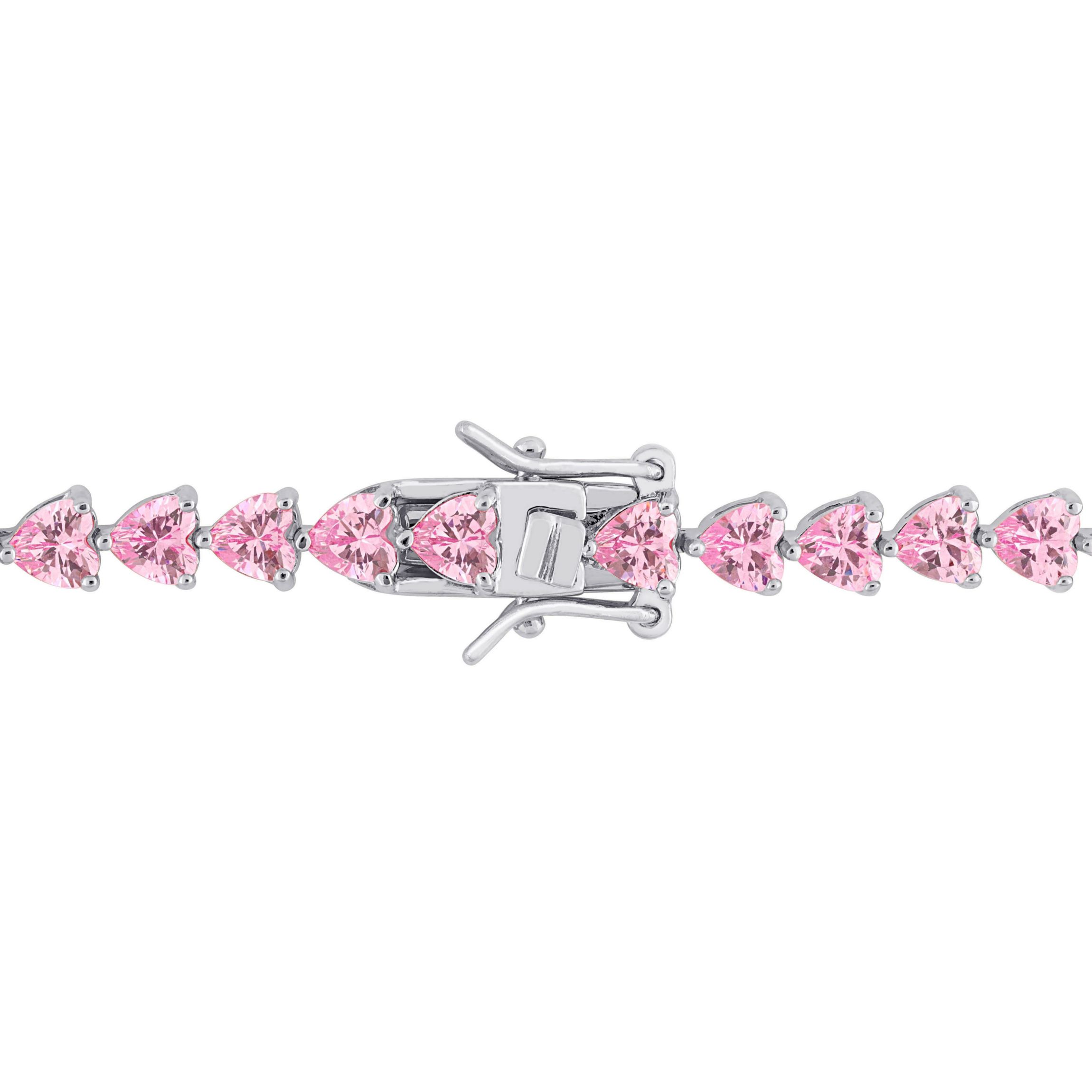 Lab Created Created Pink Sapphire Tennis Bracelet in Sterling Silver