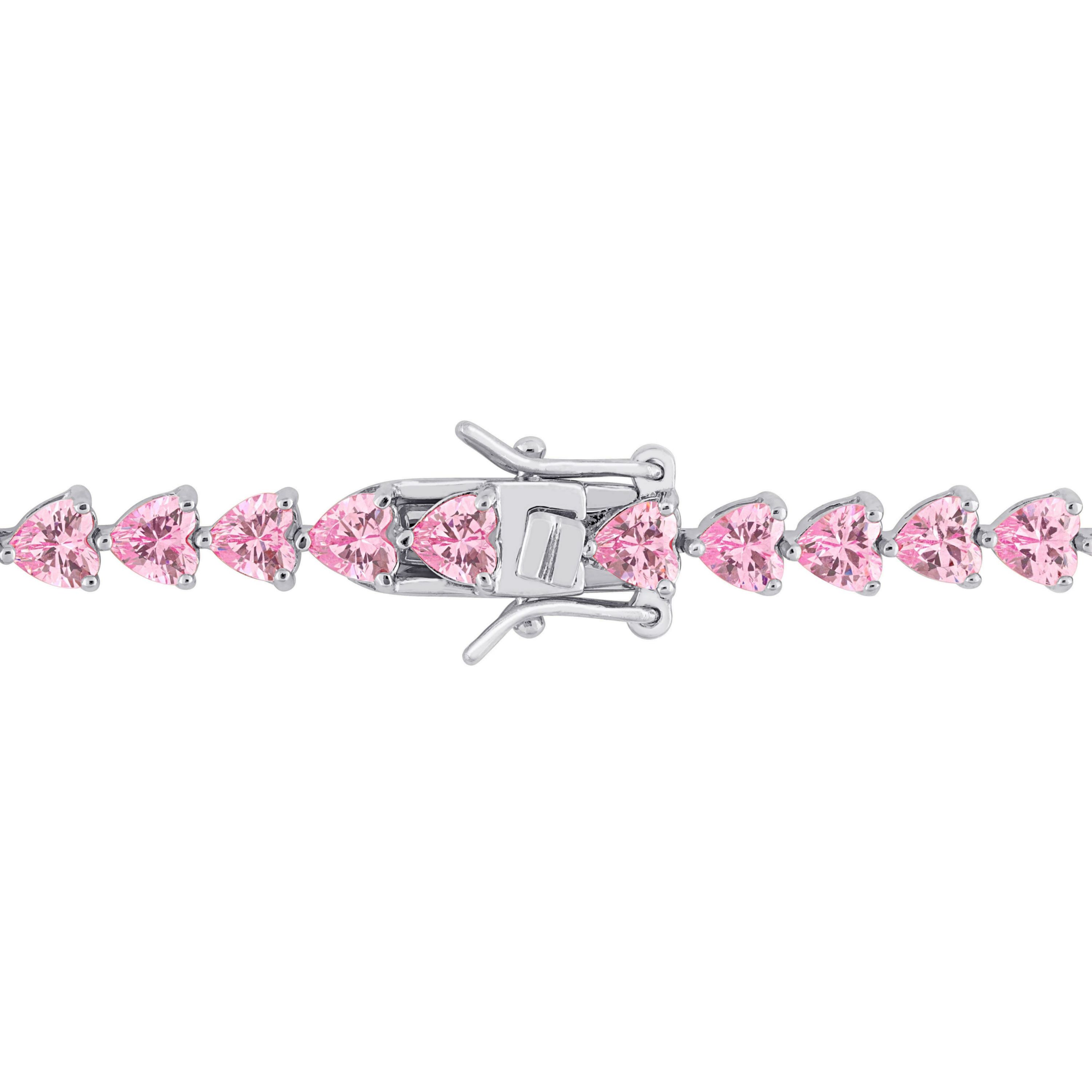 Lab Created Created Pink Sapphire Tennis Bracelet in Sterling Silver