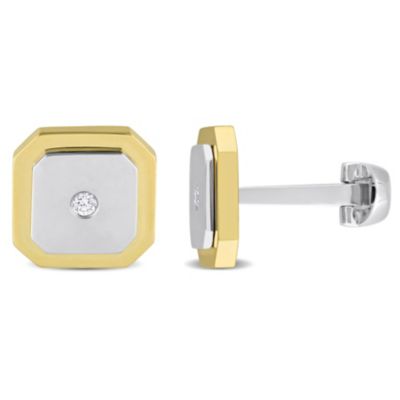 Belk & Co Men's 1/10 ct. t.w. Diamond Cufflink Pin in 14K Two-Tone Gold