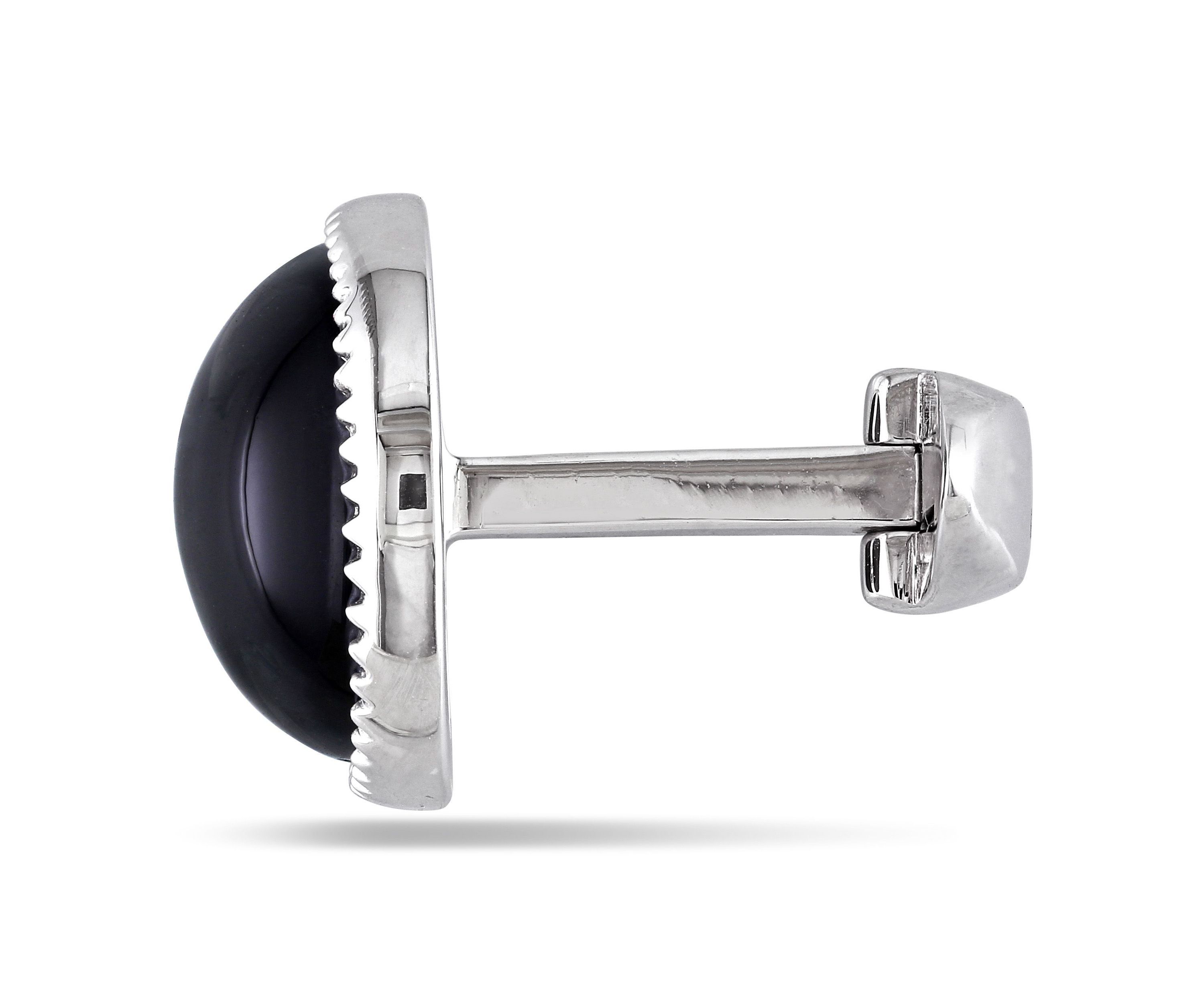 Black Onyx Cufflink Pin in Sterling Silver