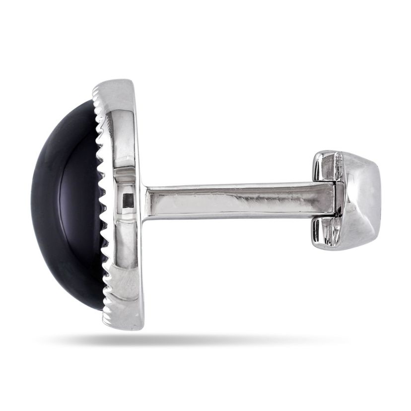 Black Onyx Cufflink Pin in Sterling Silver