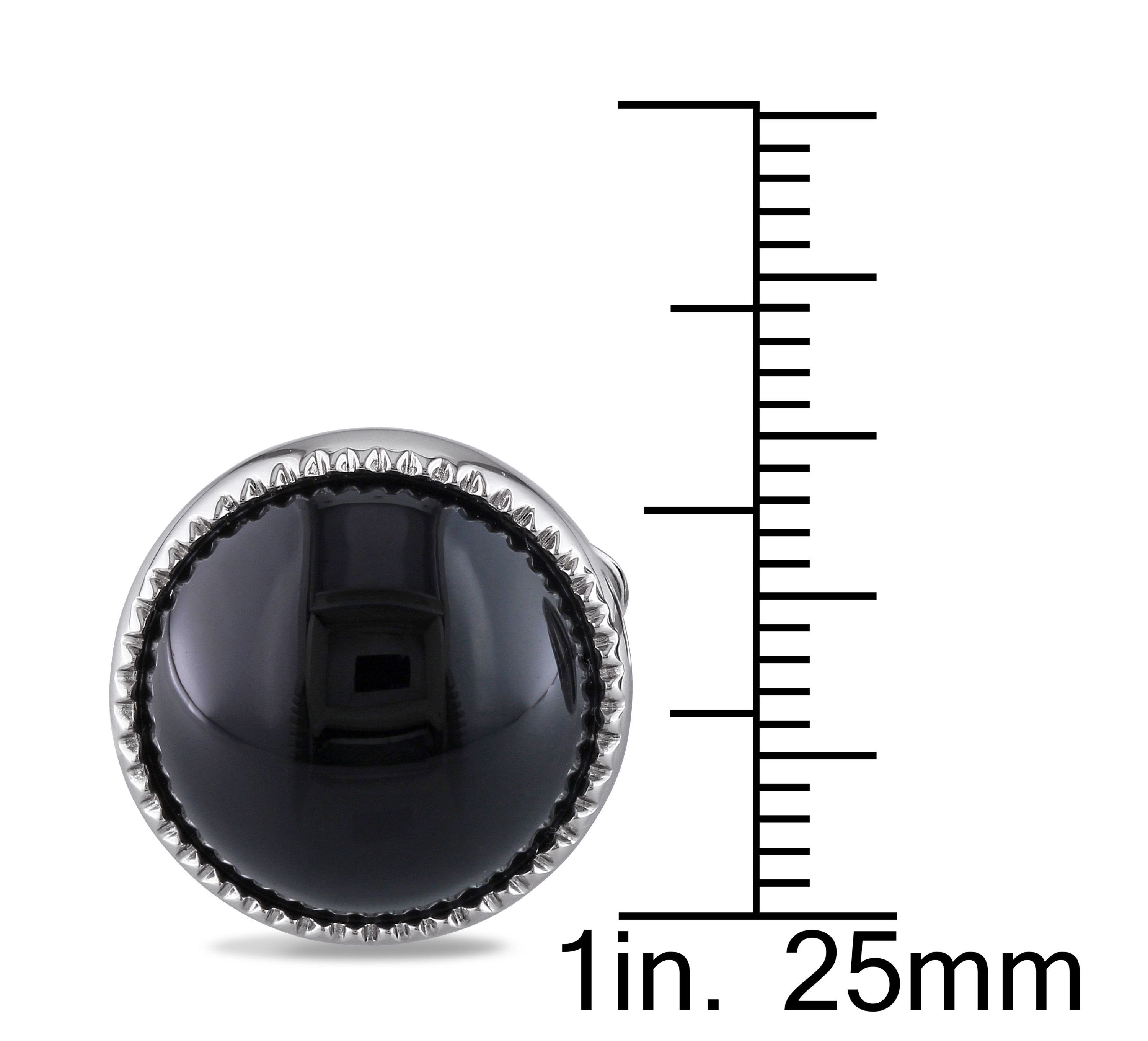 Black Onyx Cufflink Pin in Sterling Silver