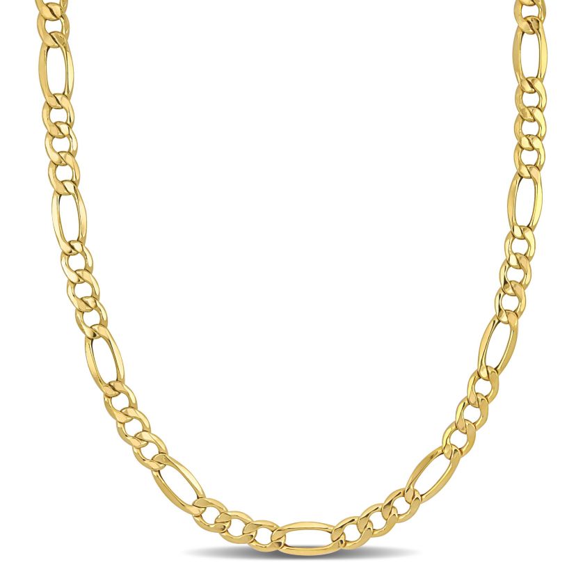 Semi-Solid Figaro Necklace in 10K Yellow Gold