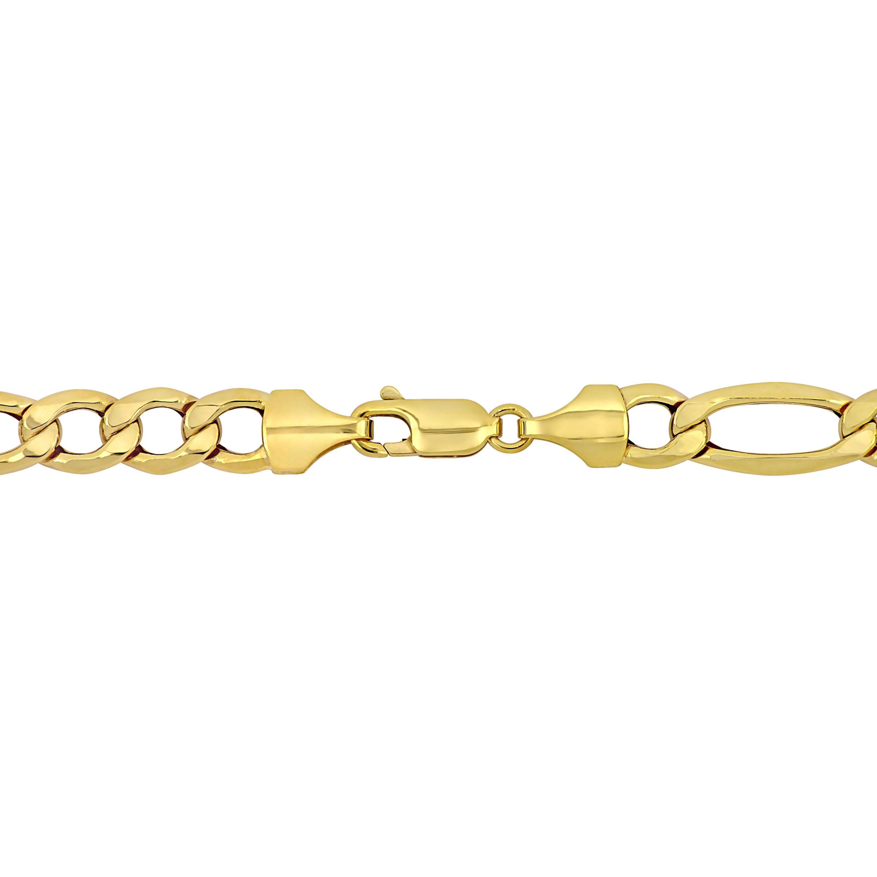 Semi-Solid Figaro Necklace in 10K Yellow Gold