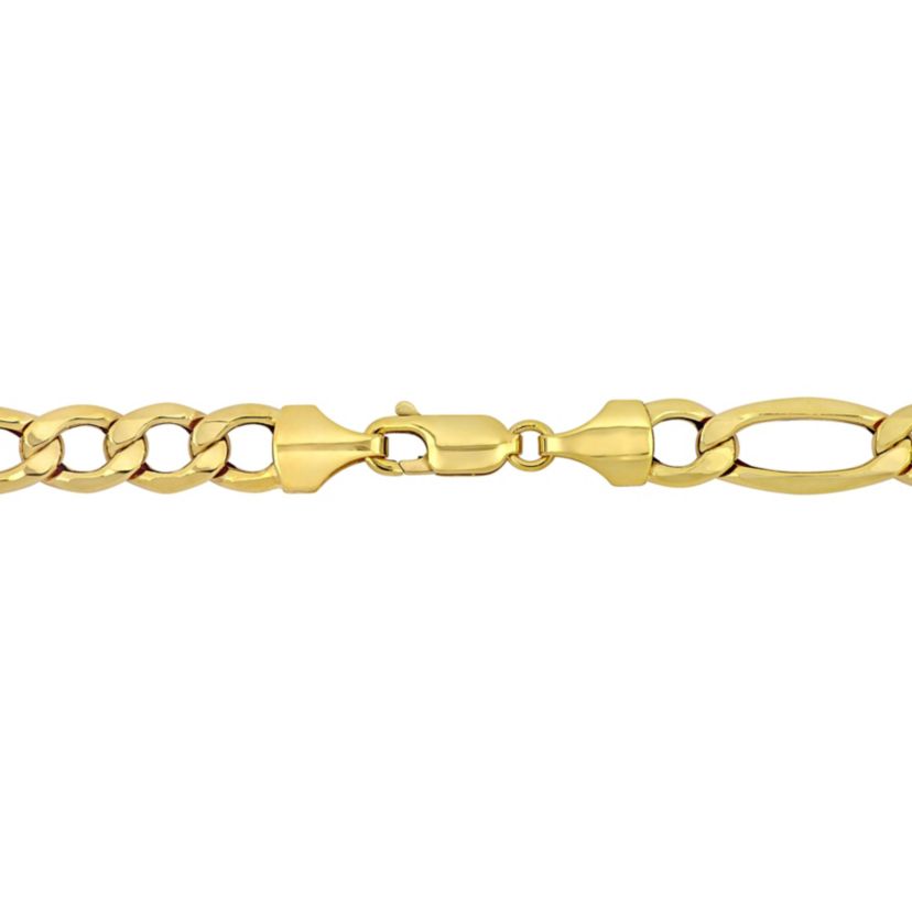 Semi-Solid Figaro Necklace in 10K Yellow Gold