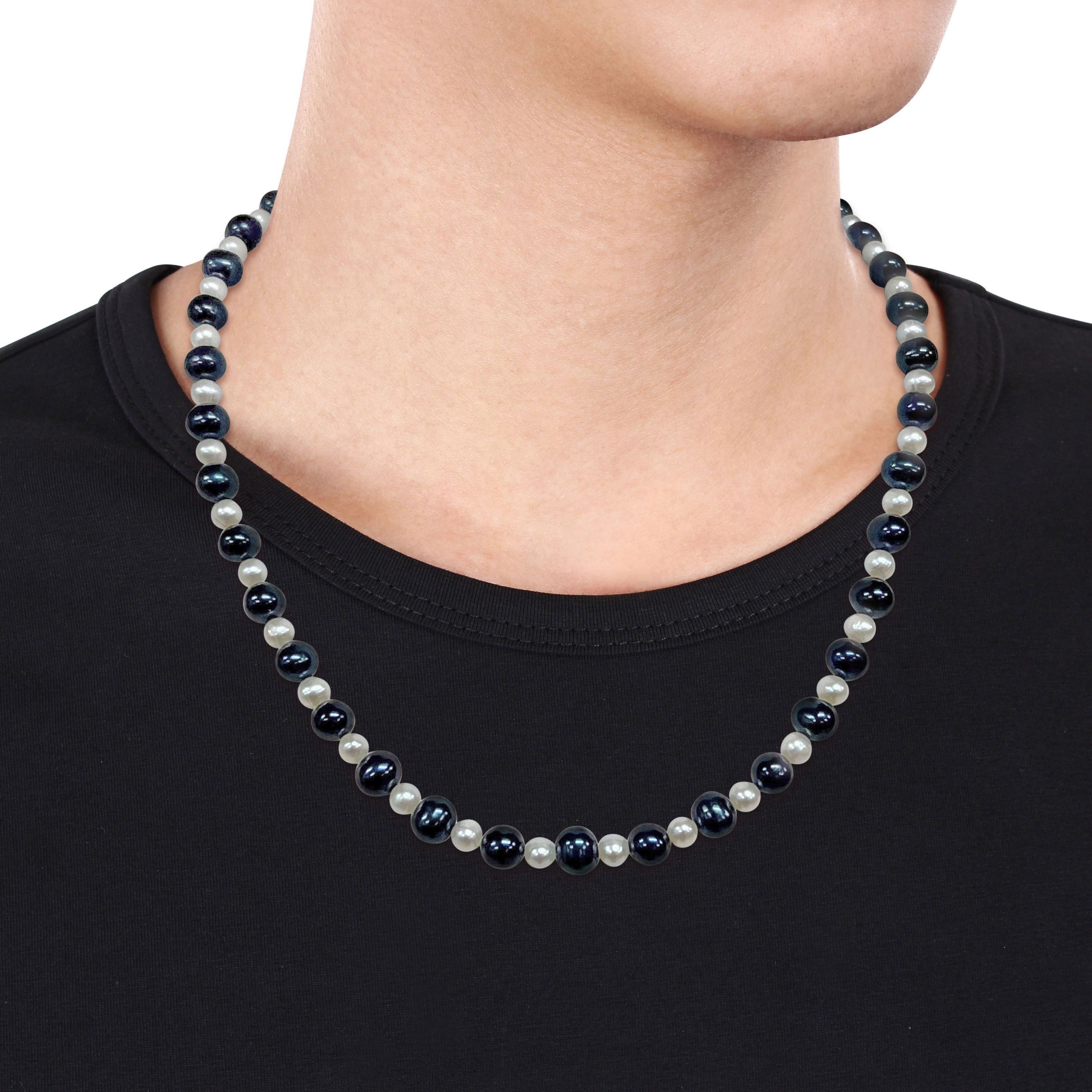 Freshwater Cultured Pearl Mens Necklace with Sterling Silver Clasp