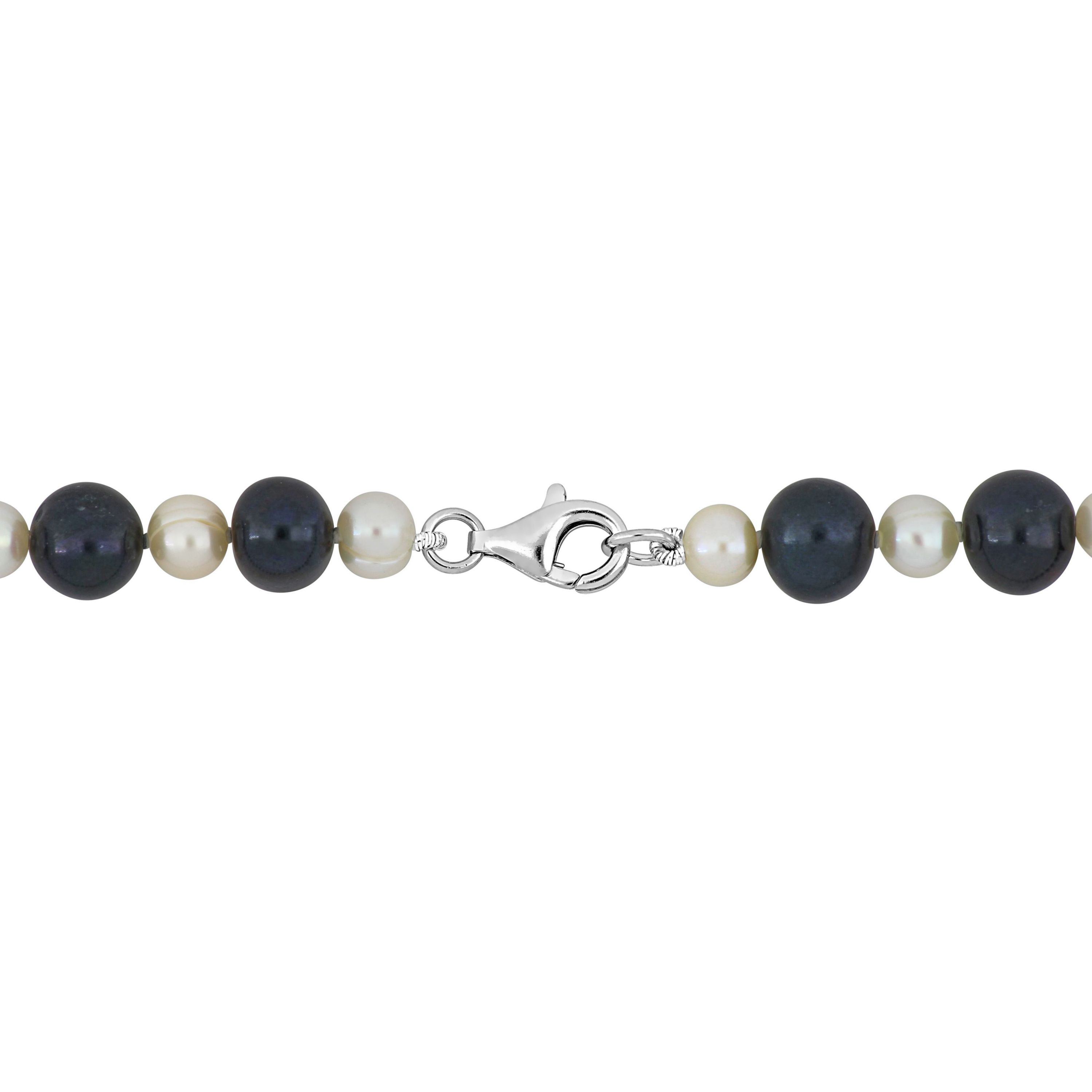 Freshwater Cultured Pearl Mens Necklace with Sterling Silver Clasp