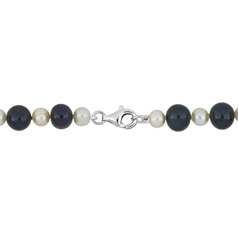 Freshwater Cultured Pearl Mens Necklace with Sterling Silver Clasp