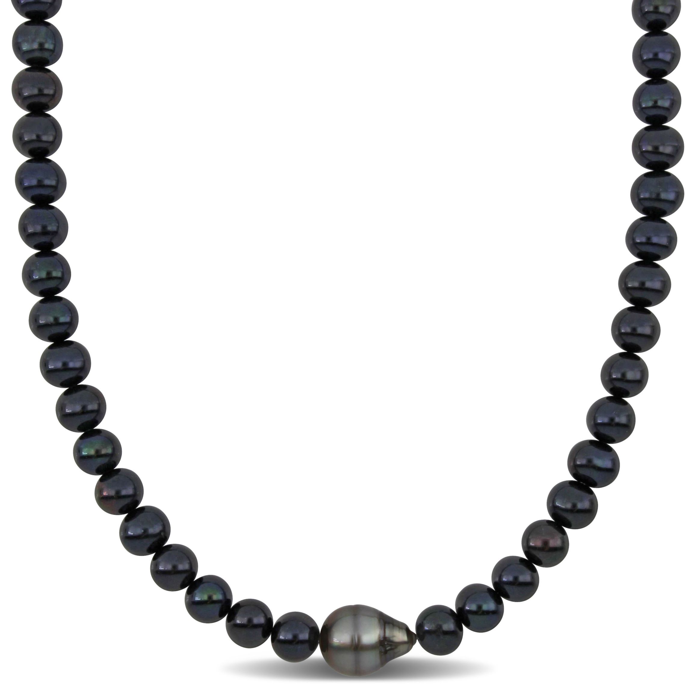 Freshwater Cultured Pearl and Tahitian Necklace with Sterling Silver Clasp
