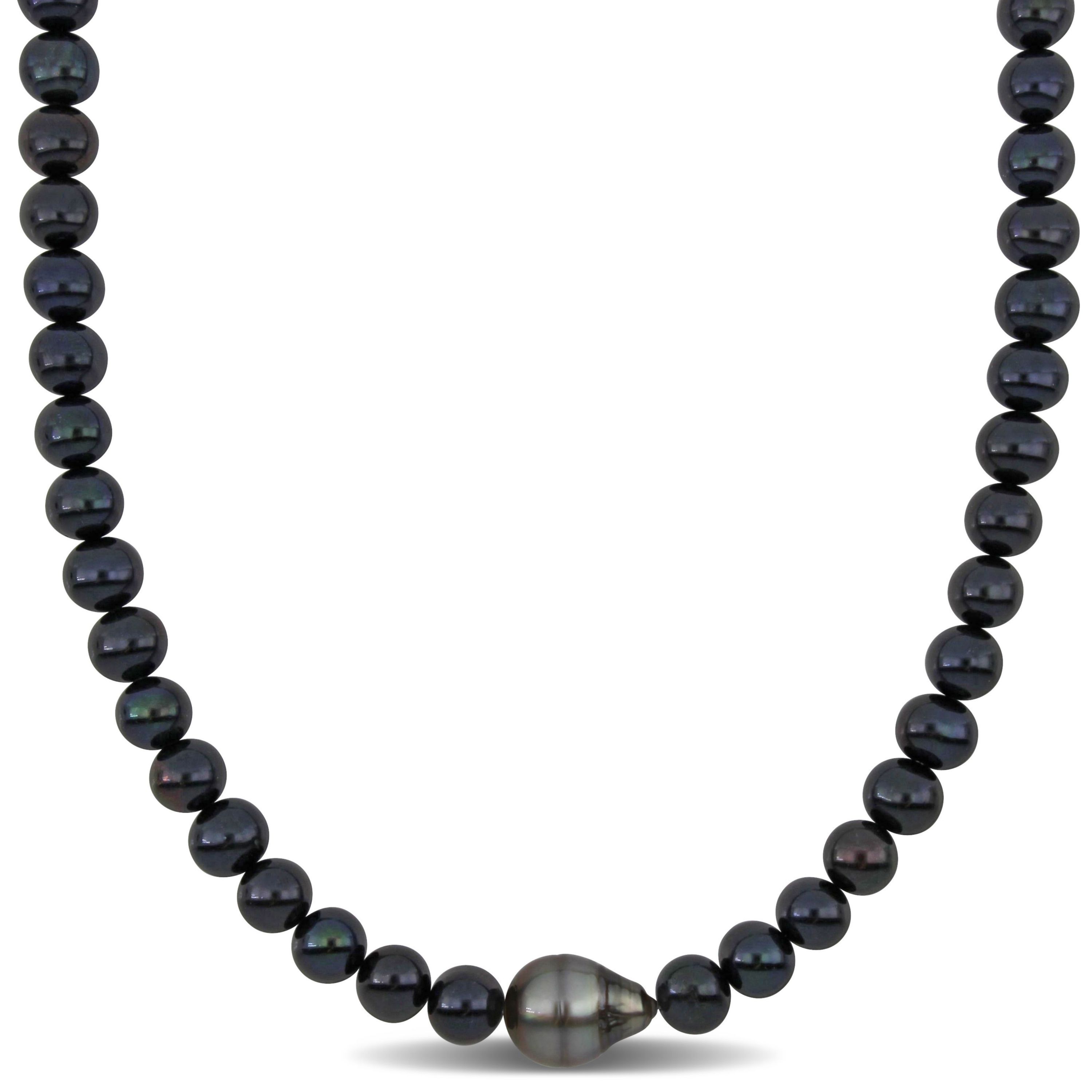 Freshwater Cultured Pearl and Tahitian Necklace with Sterling Silver Clasp