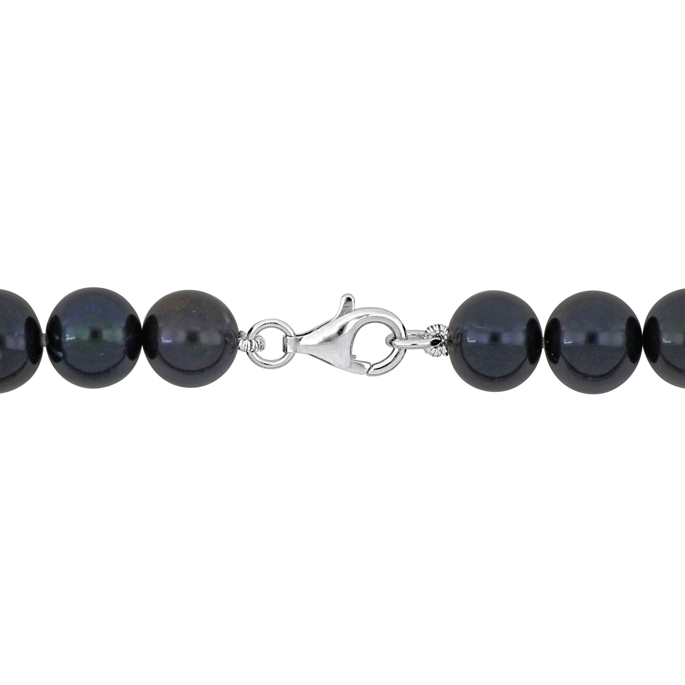 Freshwater Cultured Pearl and Tahitian Necklace with Sterling Silver Clasp