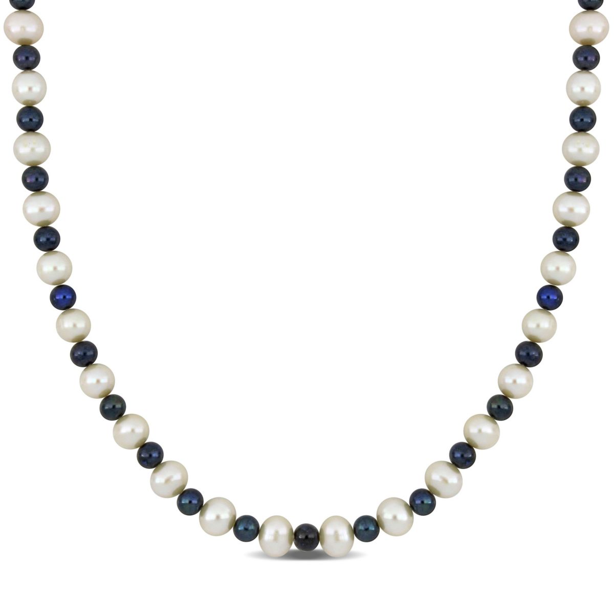 Freshwater Cultured Pearl and Black Freshwater Cultured Pearl Necklace with Sterling Silver Clasp