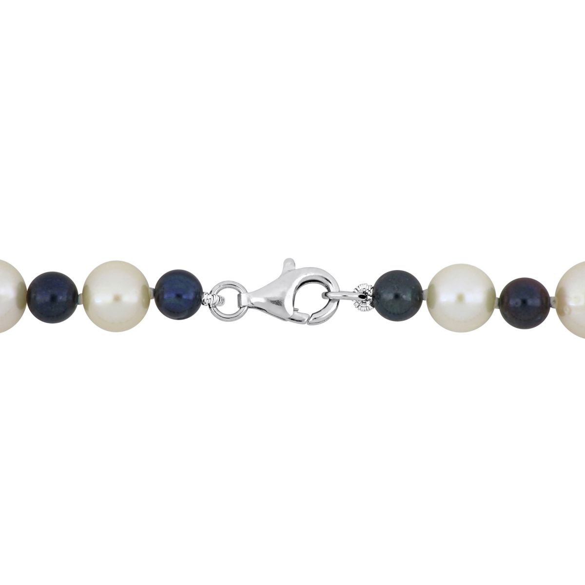 Freshwater Cultured Pearl and Black Freshwater Cultured Pearl Necklace with Sterling Silver Clasp