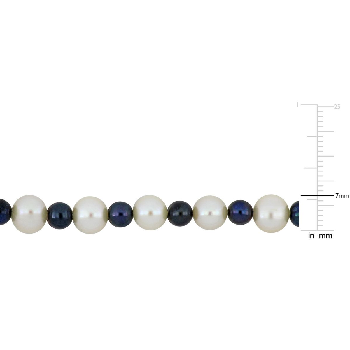 Freshwater Cultured Pearl and Black Freshwater Cultured Pearl Necklace with Sterling Silver Clasp