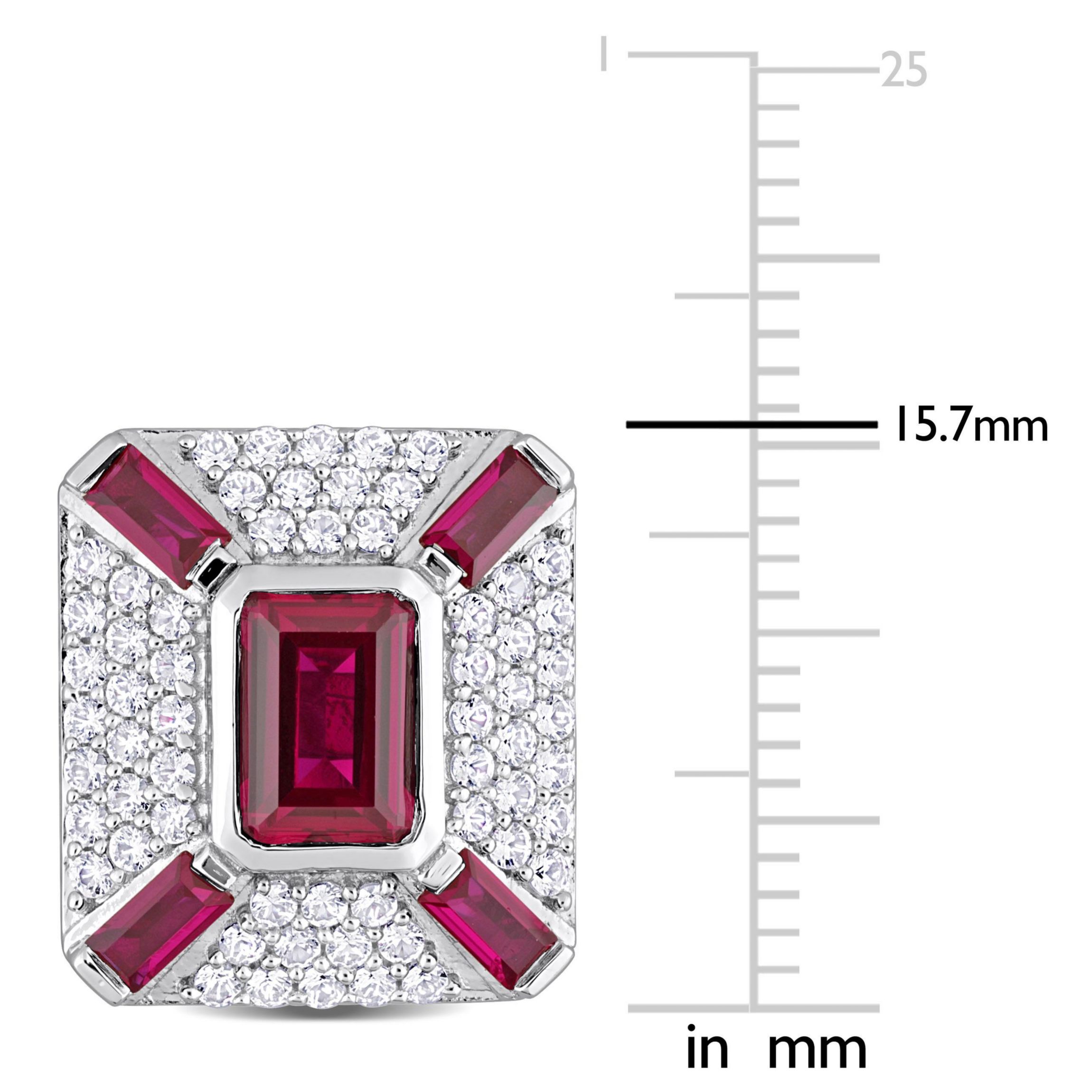 Lab Created Created Ruby and Created White Sapphire Cufflink in Sterling Silver