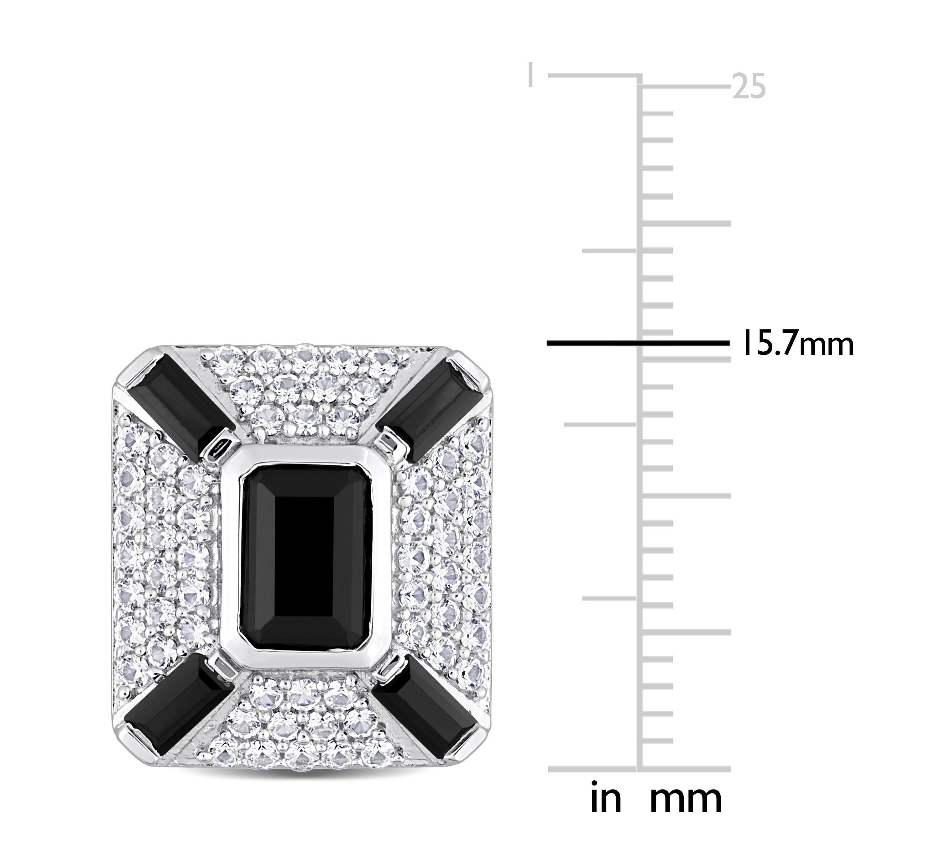 Lab Created Black Spinel and Created White Sapphire Cufflink in Sterling Silver