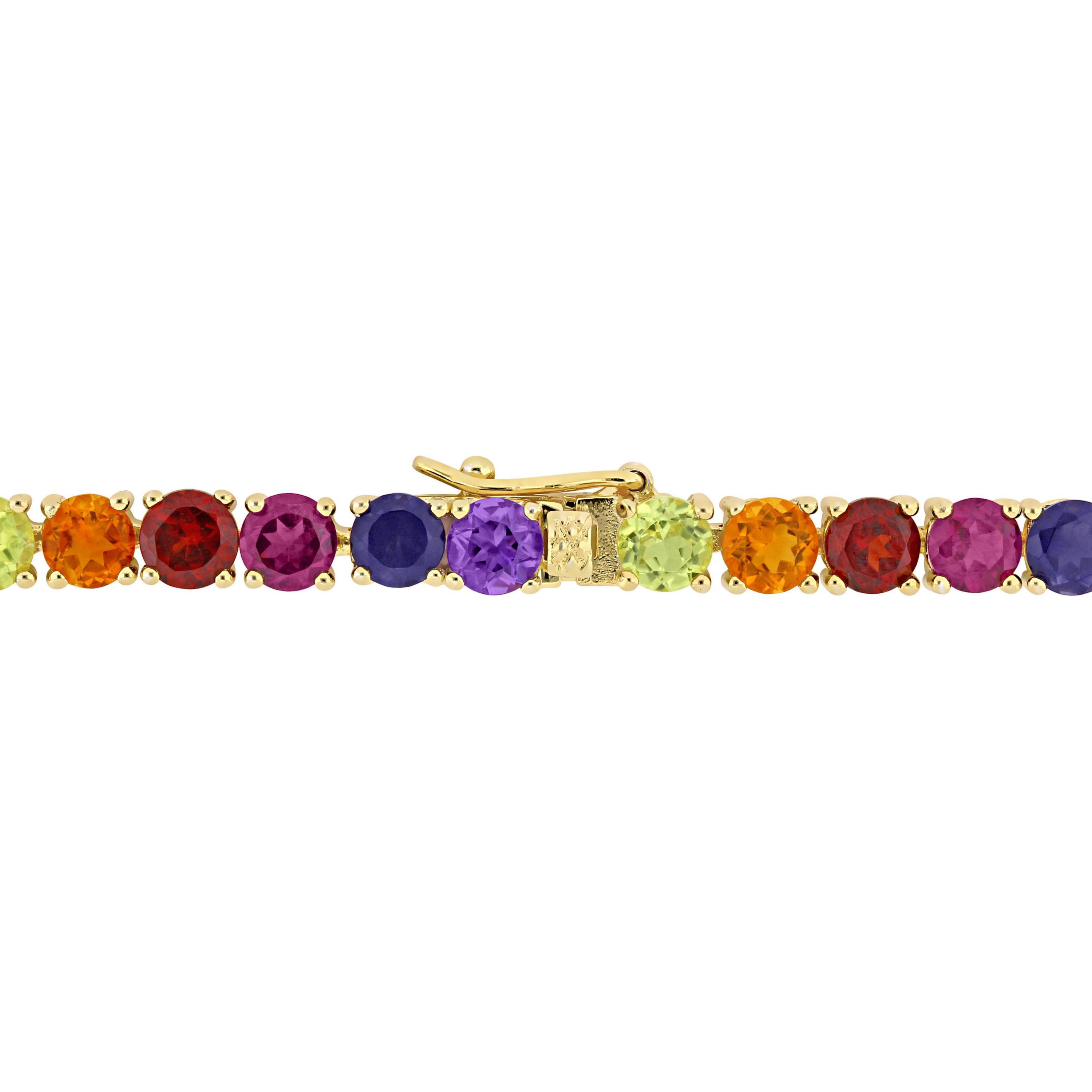 Multi-Color Gemstone Bracelet in Yellow Plated Sterling Silver