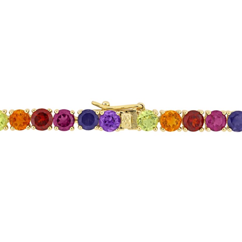 Multi-Color Gemstone Bracelet in Yellow Plated Sterling Silver