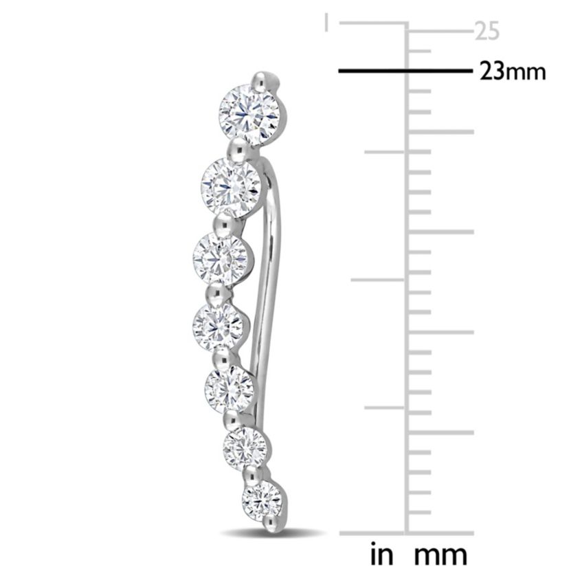 Lab Created Created White Moissanite Hook Earrings in 10K White Gold