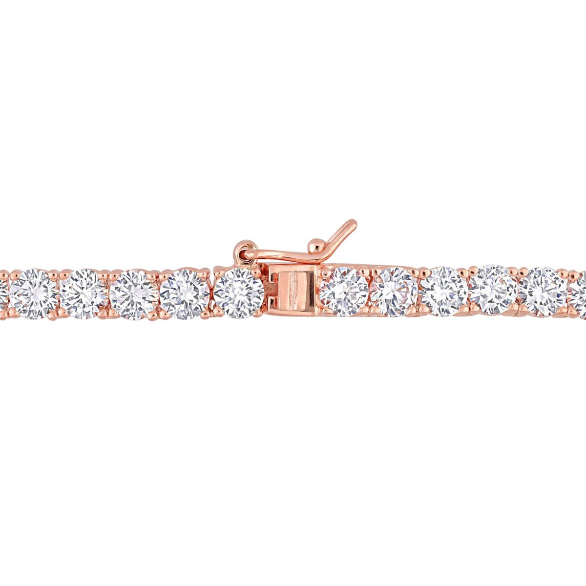Lab Created Created White Sapphire Tennis Necklace in Rose Plated Sterling Silver