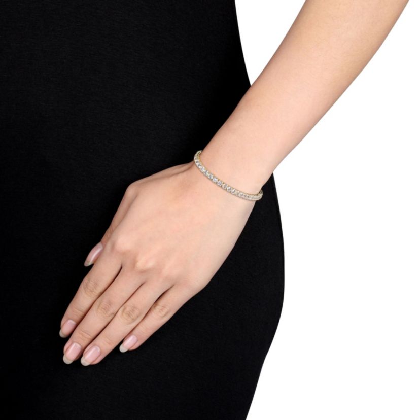 Created White Sapphire Bracelet in Yellow Plated Sterling Silver
