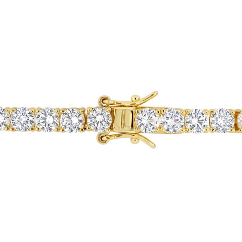 Created White Sapphire Bracelet in Yellow Plated Sterling Silver