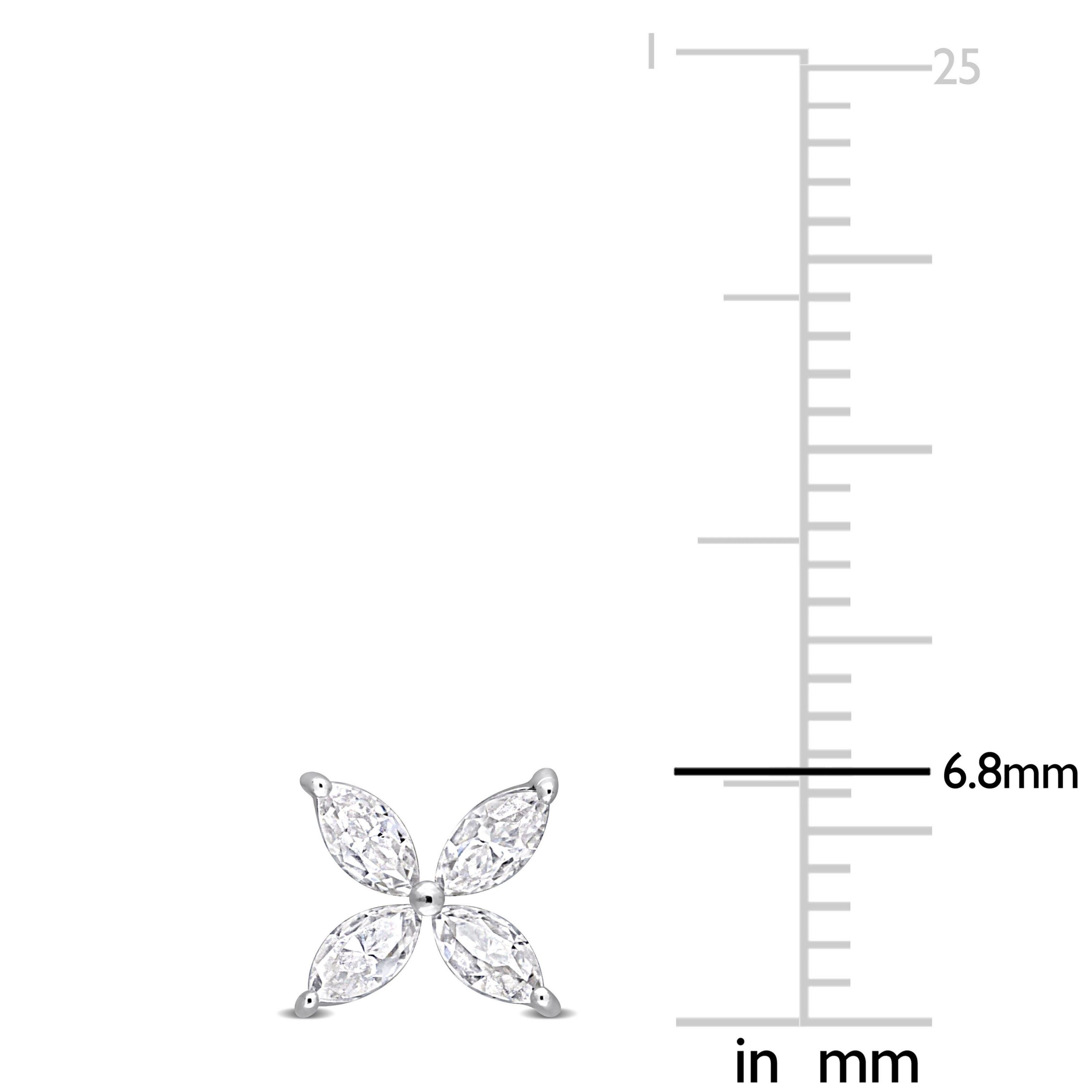 Lab Created Created White Moissanite Floral Stud Earrings in 10K White Gold