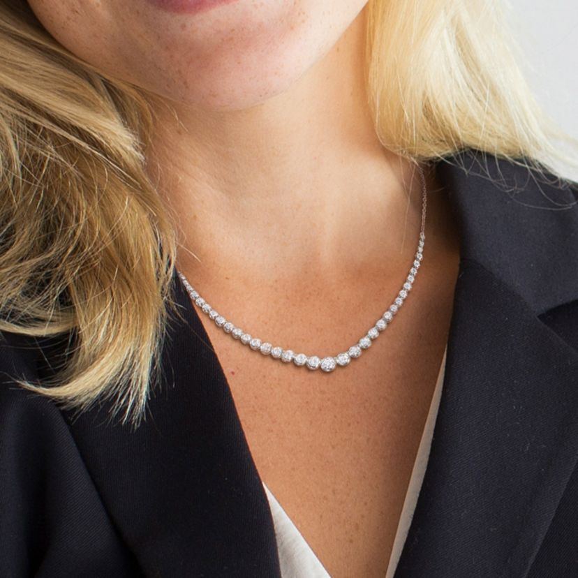Lab Created Created White Moissanite Necklace in Sterling Silver