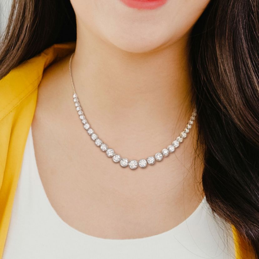 Lab Created Created White Moissanite Necklace in Sterling Silver