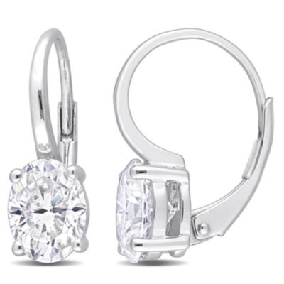 Belk & Co Lab Created White Moissanite LeverBack Earrings in Sterling Silver